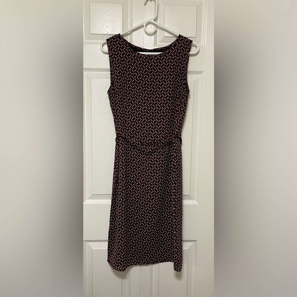 LOFT Black Sheath Dress Sleeveless Scoop Neck Midi